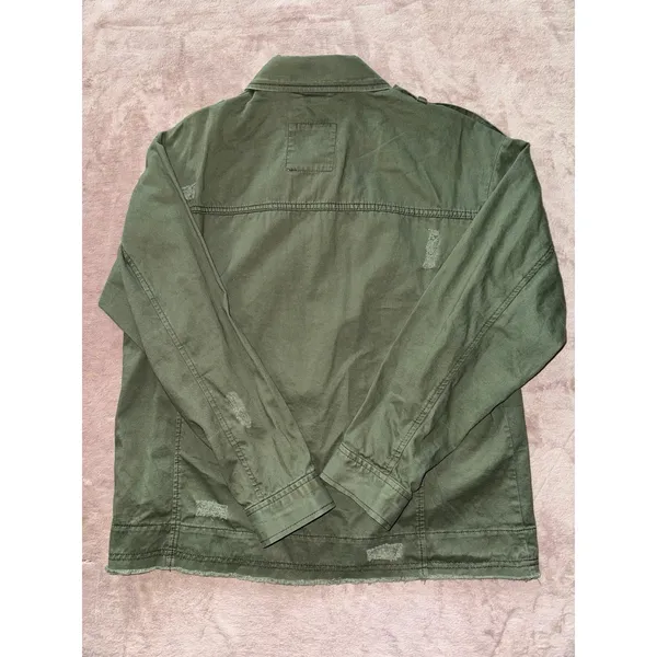 Hollister Women's Utility Distressed Jacket Shirt Army Green Size Large‎ NWT - Image 6