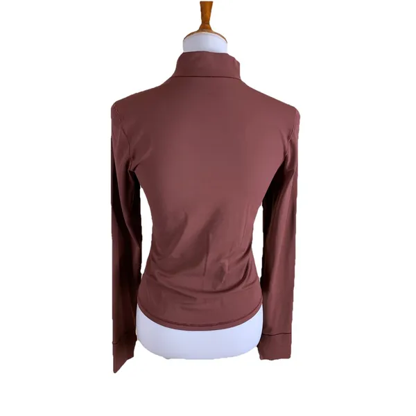 Offline By Aerie Brown‎ Mock Neck Long Sleeve Fitted Top Soft Stretch M - Image 2