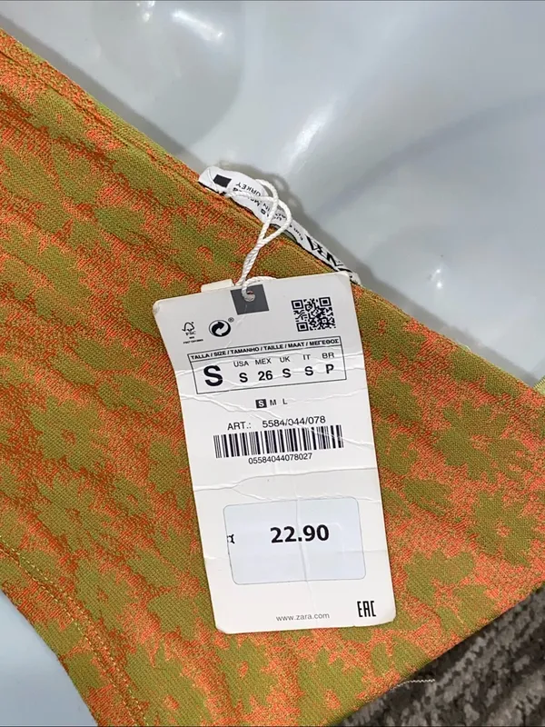 ZARA one shoulder top orange and green size small NWT - Image 3