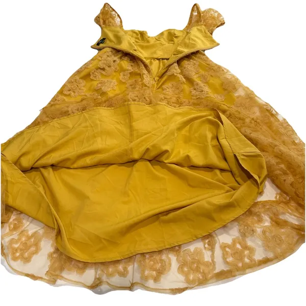 Lulus Notable Elegance Yellow Mesh‎ Floral Bustier Midi Dress Size LARGE Whimsy - Image 10