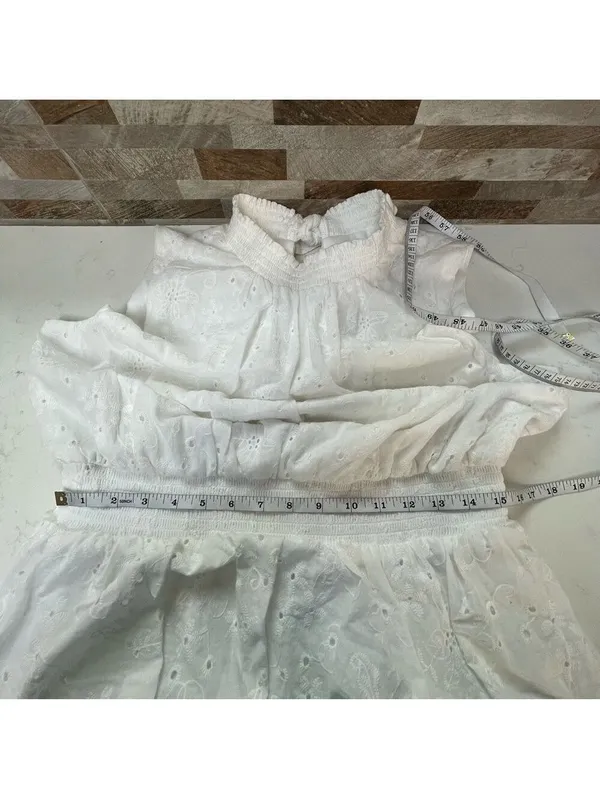 Laundry By Shelli Segal White Eyelet Cotton Layered Tiered Sleeveless Dress XL - Image 6