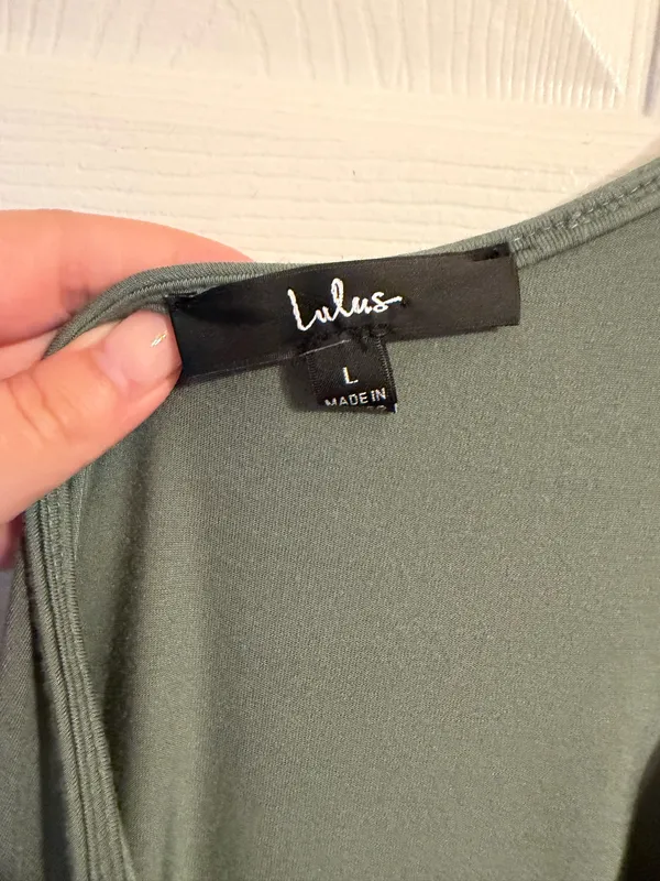 Sage Green Lulus Romper One Shoulder - Image 2
