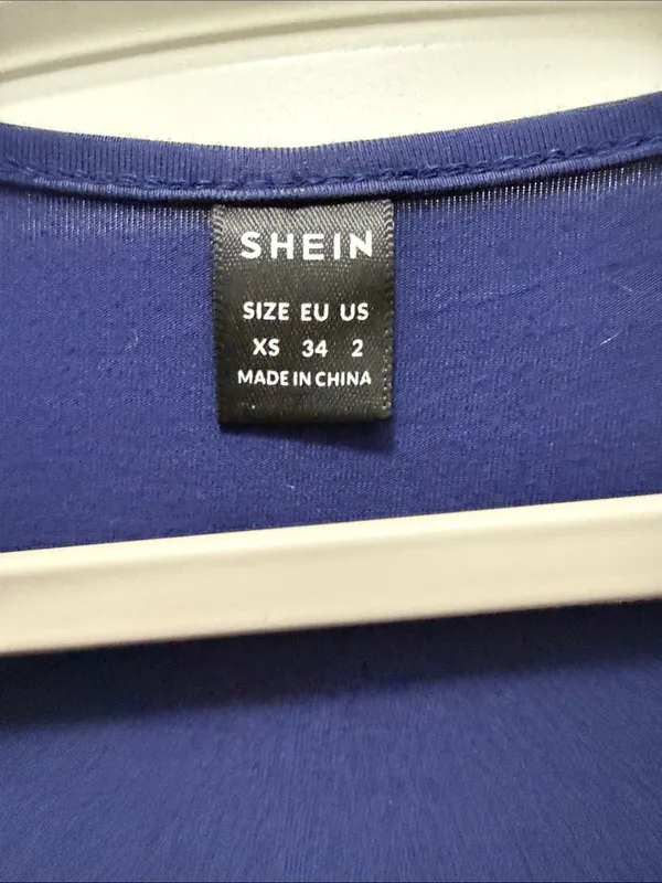 SHEIN Navy Long-Sleeve Scoop-Neck Maxi Dress with High Slit - Image 2