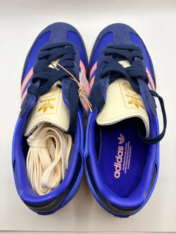 Adidas Samba OG W Women’s 6.5 Blue Pink Gum Sole Suede Satin Sneakers JS1317 - Image 5