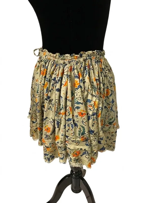 Free People FP One Third Charm Floral Print Tiered Mini Skirt Boho Viscose - Image 5