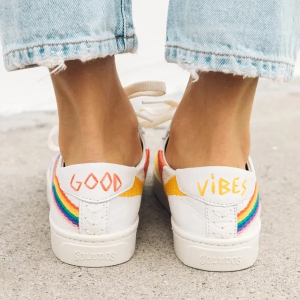 Soludos x Lockhart Embroidery Ibiza Sneakers Rainbow Wave Sun White (Size 8.5) - Image 8