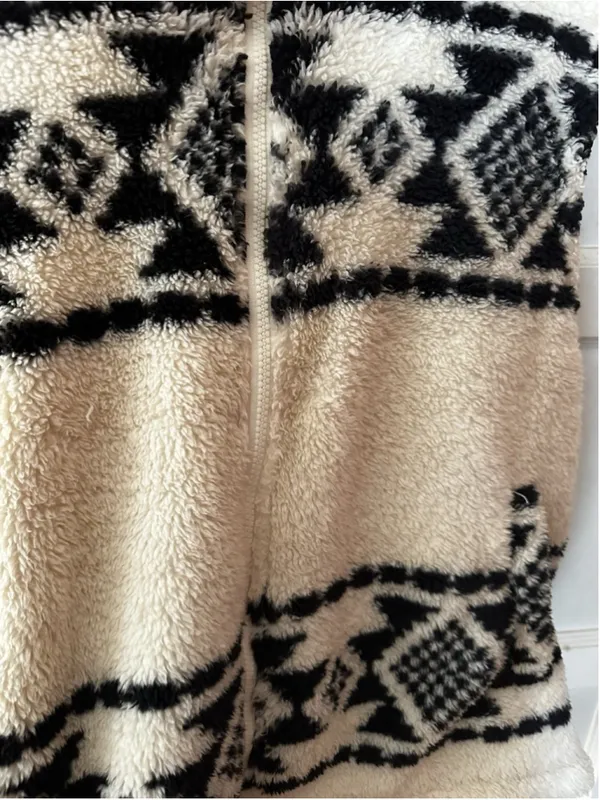 Lucky Brand Large Sherpa Fleece Zip Vest Southwestern Geometric Fair Isle Cozy - Image 5