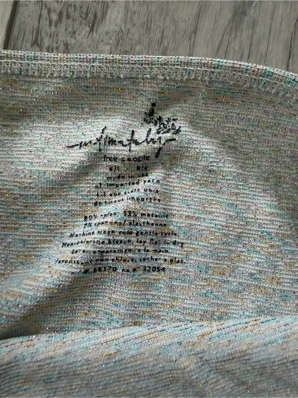Free People Gray Rainbow Sparkle Metallic Ribbed Thin Strap Seamless Tank M/L - Image 10