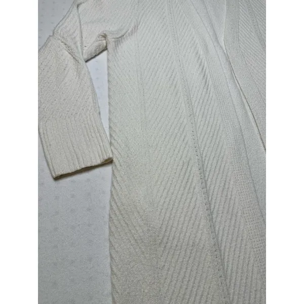 Simply Vera Vera Wang Long Cardigan Sweater White Textured Knit Women’s XL - Image 2