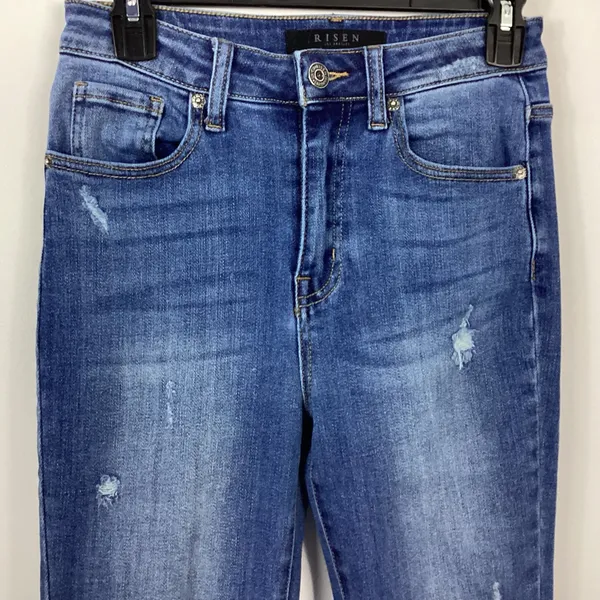 Risen High Rise Distressed Hem Flare Jeans Size 26/3 - Image 2