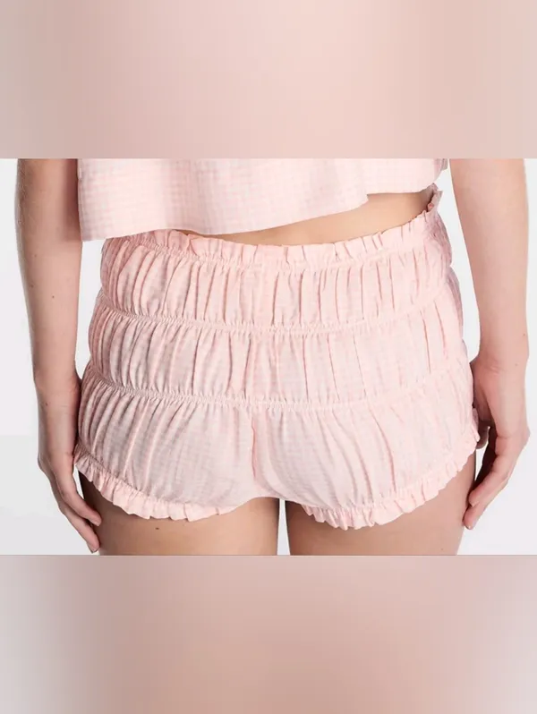 Kacey Lee Light Pink Ruched Sleep Shorts - Image 2