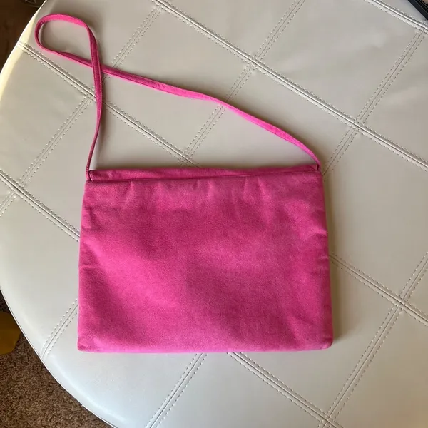 Reva Pink Ultrasuede Envelope Shoulder‎ Bag Vintage Designer Evening Purse - Image 2