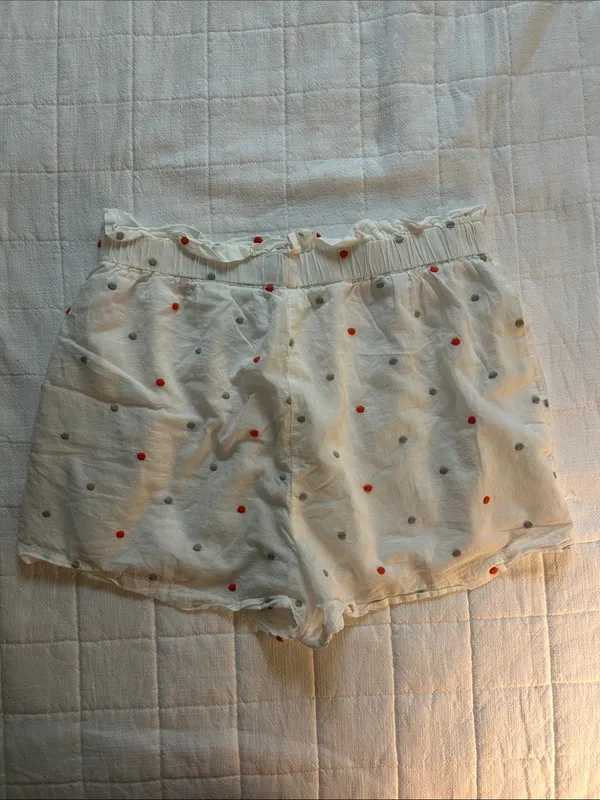 Lush Polka Dot Linen Blend Shorts - White - Image 2