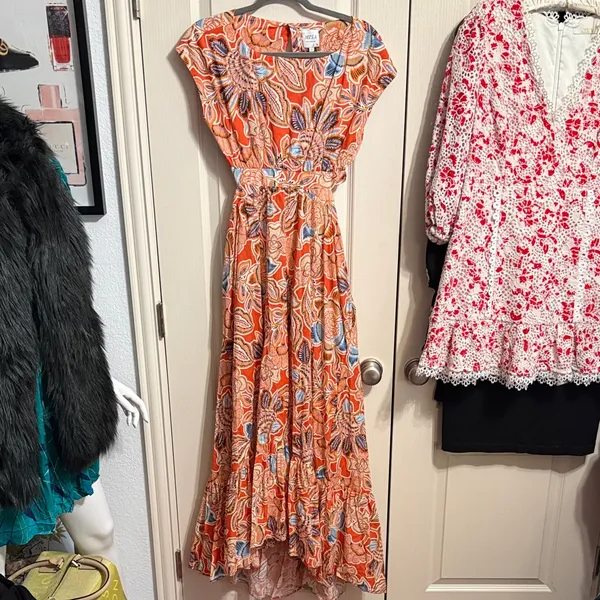 MISA LA Dana Mae Tiered Floral Open Back Maxi Dress Boho Resort Maximalist - Image 3
