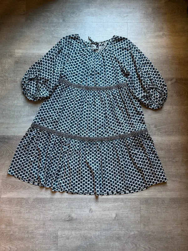 Anthropologie Floral Tiered Balloon Sleeves Loose Bohemian Dress Size XS Tie - Image 4