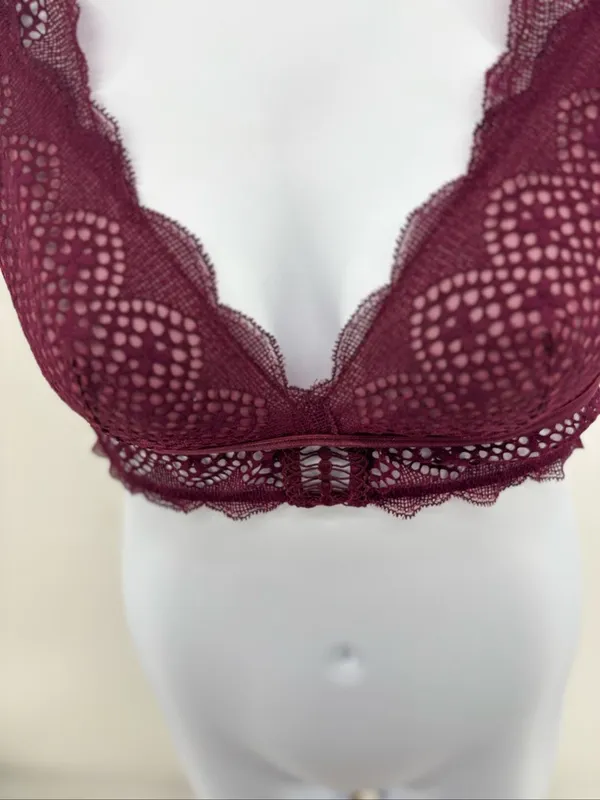Victoria’s Secret Lace Racerback Bralette Womens Large Burgundy - Image 7