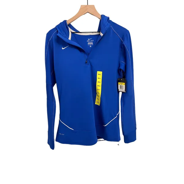 Nike Dri-Fit Running Top Blue Long Sleeve Hooded Women's S Casual Sporty NWT - Image 6