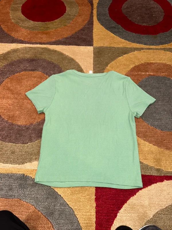 Sage + Stone Green Ribbed Short Sleeve Crop Top Shirt Women’s Size Medium - Image 3