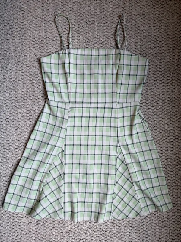 Altar’d State Plaid Fit & Flare Mini Dress Large Green Y2K - Image 2
