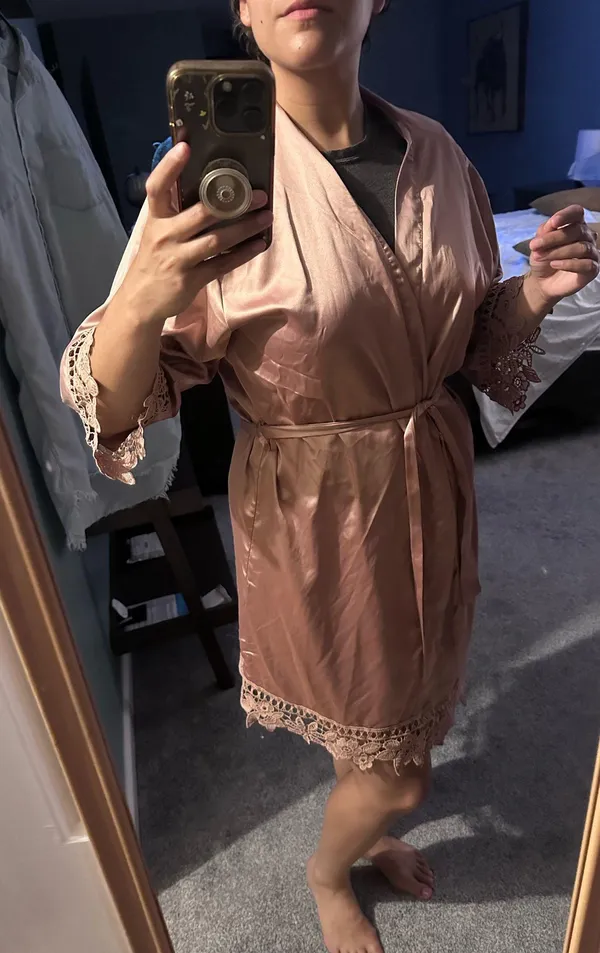 Pink silky robe - Image 2