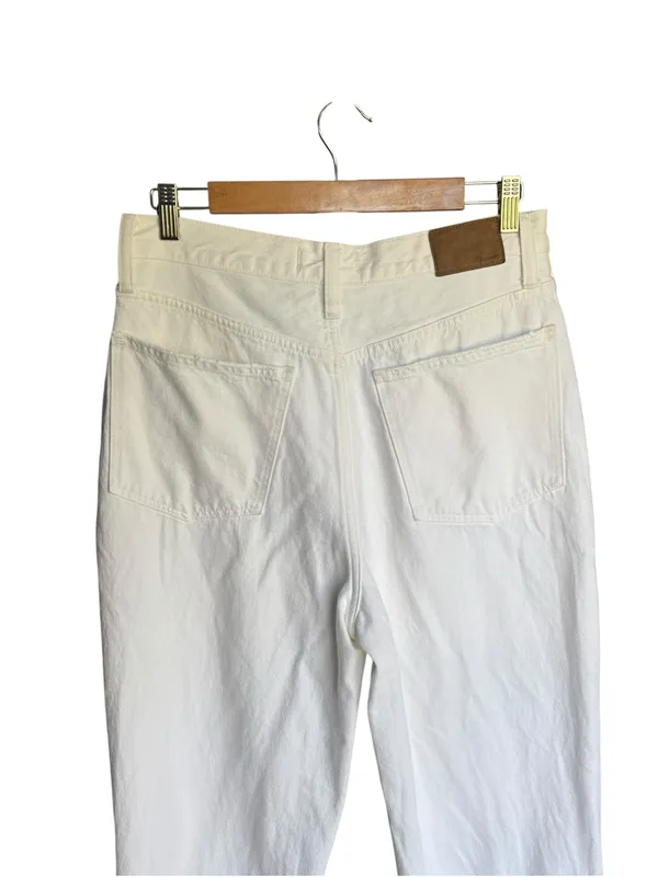 Madewell - Baggy Straight Jeans High Rise White 100% Cotton Sz 28 Tall - Image 6