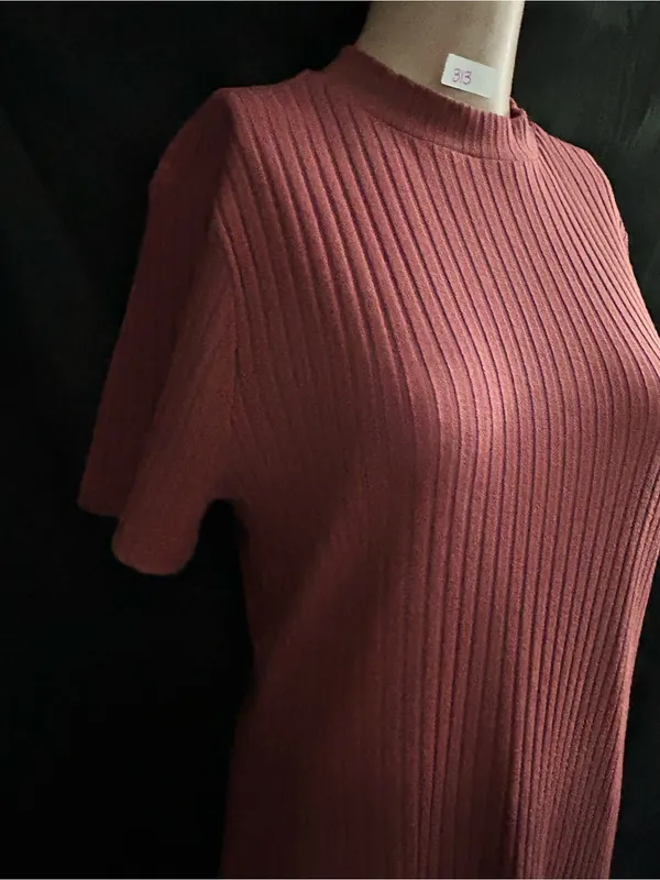 Forever 21+ Ribbed Short-Sleeve Midi Dress in Rose Pink 1X - Image 5