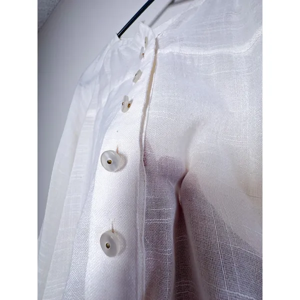 Free People Ivory Button Up High Low Tunic Embroidered Cutout Back M - Image 6