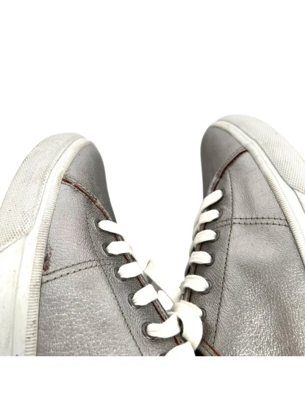 Frye Womens Gia Metallic Silver Leather Low Lace Up Sneakers Size 9.5 - Image 8