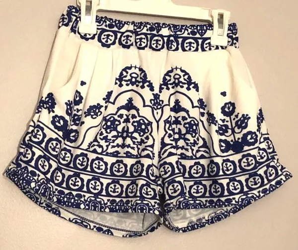 Zaful Blue Print Shorts - Image 2