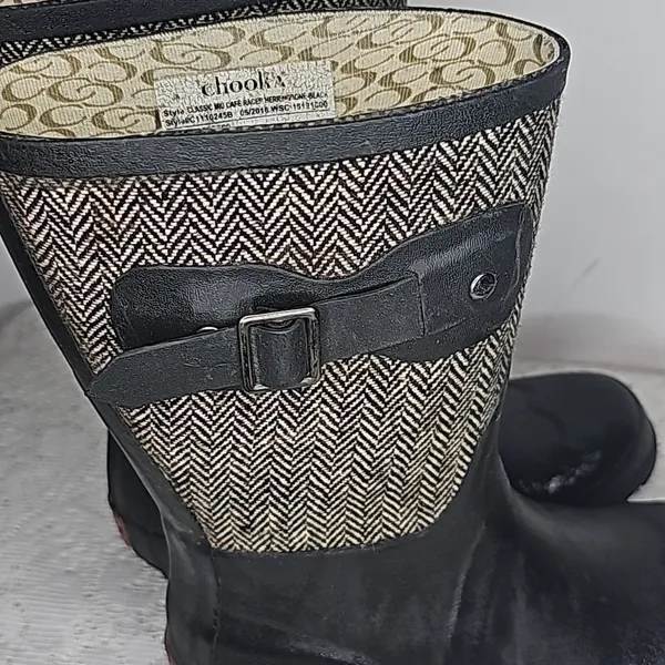 Chooka Herringbone mid rise classic rain waterproof pull on winter boots Sz 6 - Image 6