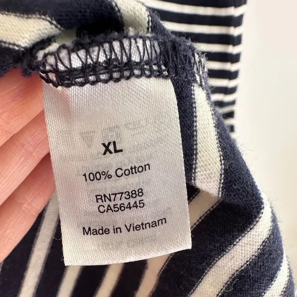 J.Crew Navy White Striped Poplin Trim Ruffle Sleeve Cotton T-Shirt Dress XL - Image 6