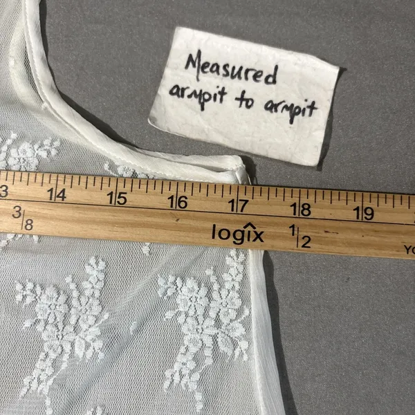 Abercrombie & Fitch Tank Top Size XS White Sheer Lace Coquette Romantic Floral - Image 7
