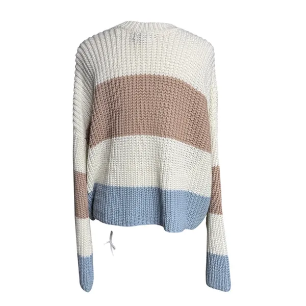 Sincerely Jules Neutral Striped Sweater Bundle M Coastal Grandma Cozy Knit Oversized - Image 7