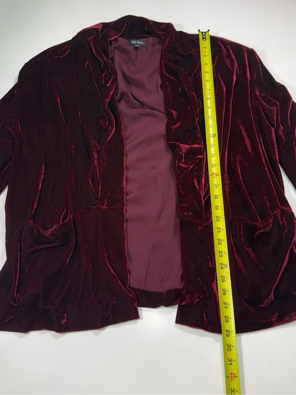 Well Worn Burgundy Velvet Blazer Size XXL - Image 3