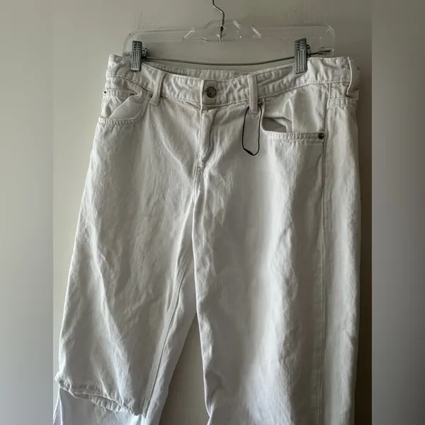 NWOT Zara White Wide Leg Pants Knee Slits‎ - Image 2