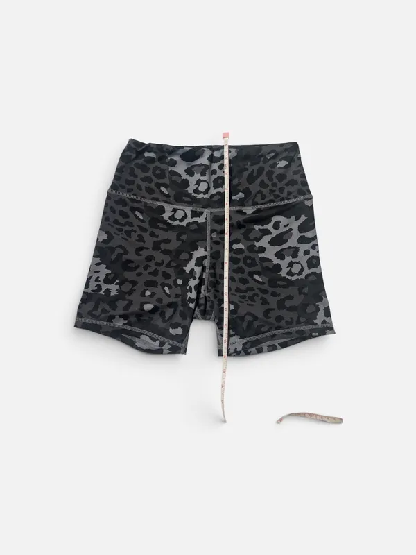 Black & Gray Leopard Print High Rise Biker Shorts Size S - Image 4