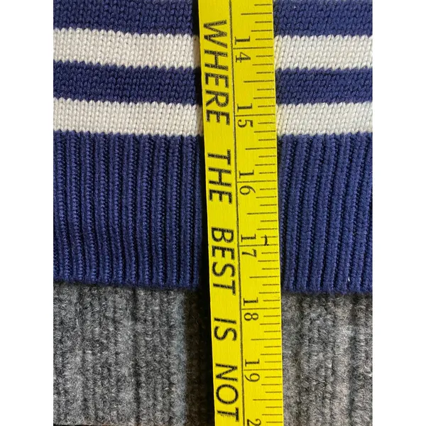 PINK Victoria's Secret Sweater Women M Blue White Striped Cropped Sleeve Detail - Image 6