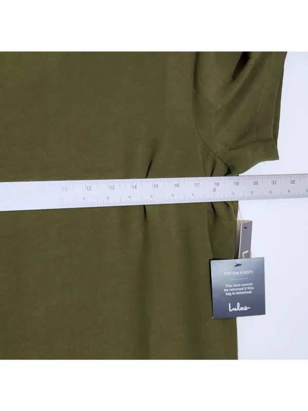 Lulus Olive Green Mini Short Sleeve Shift Dress Size Medium NWT - Image 6