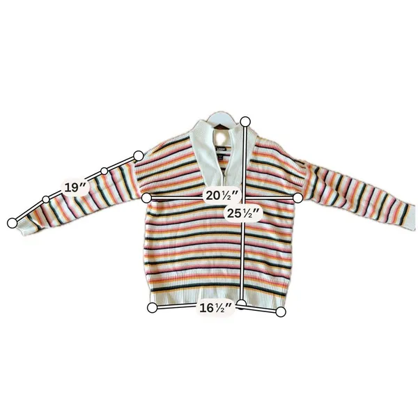 Lands’ End cotton drifter multi color ribbed pullover sweater S - Image 8