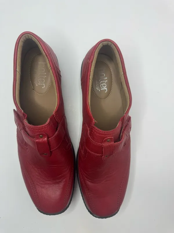 Hotter Francis Red Leather Loafers Size 9 - Image 2
