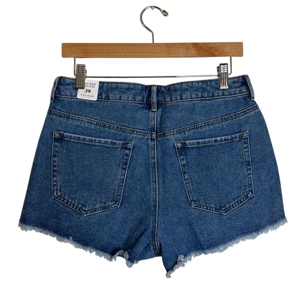 Pacsun Women's High Rise Festival Distressed Denim Shorts Island Blue 29 - Image 6