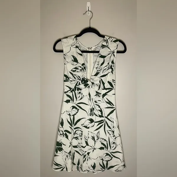 Abercrombie & Fitch Twist-Front Floral Mini Dress, White/Green, Size M, NWT - Image 4