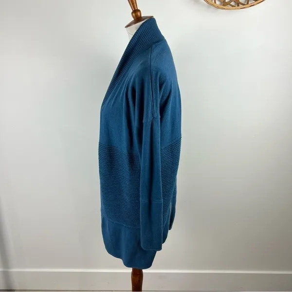 Lululemon Merino Sit In Lotus Wrap II Petrol Blue Open Front Cardigan Size 6 - Image 9