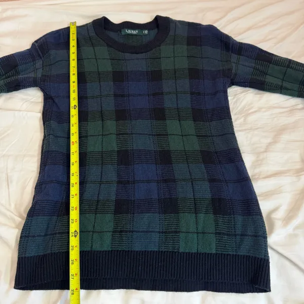 Lauren Ralph Lauren Dark Green & Blue Plaid Crewneck Sweater - Image 8