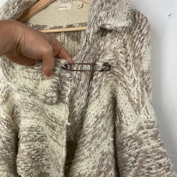 Sleeping On Snow Sweater Womens Beige Cardigan Open Asymmetrical Flowy XS - Image 4