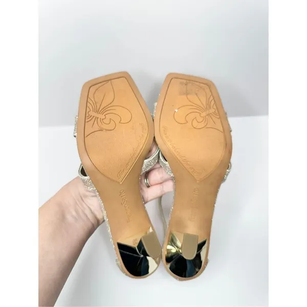 Franco Sarto Gold Sandals Glitter Square Toe Sculpted Heel Size 8‎ - Image 11