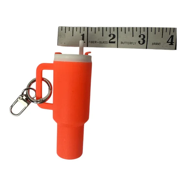 Mini Tumbler Keychain Orange Cup Accessory – Removable Lid NEW - Image 5