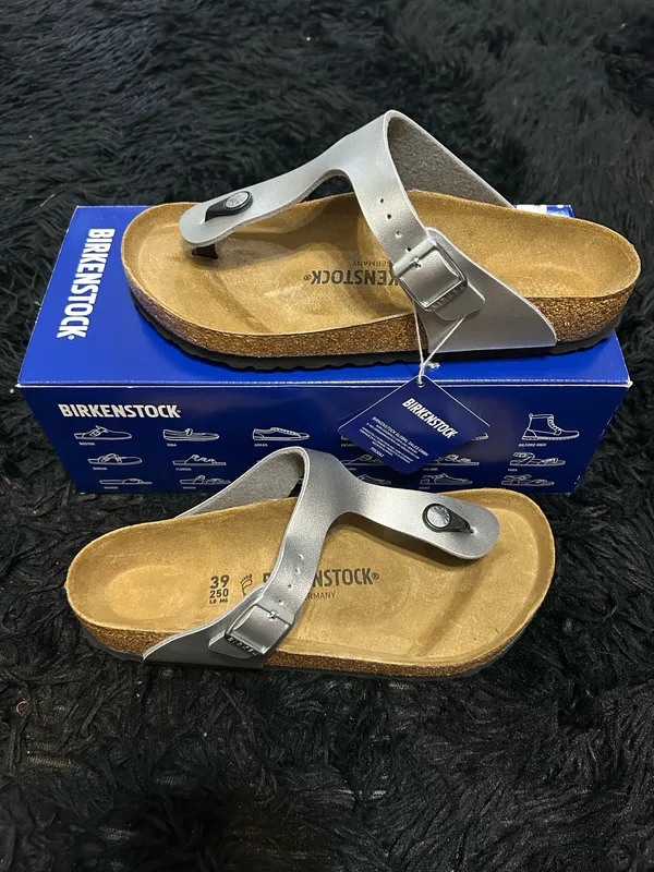 BIRKENSTOCK Gizeh silver sandals shoes women’s eur 39 new - Image 8