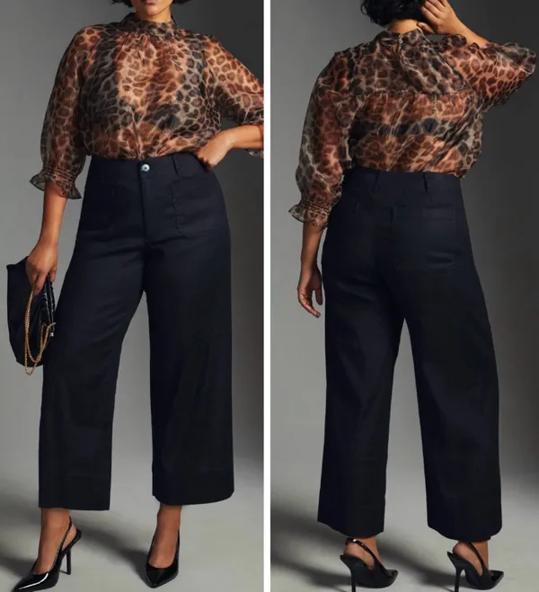 Anthropologie Maeve The Colette Linen Blend Wide-Leg Crop Pants, Size 33 Tall - Image 2