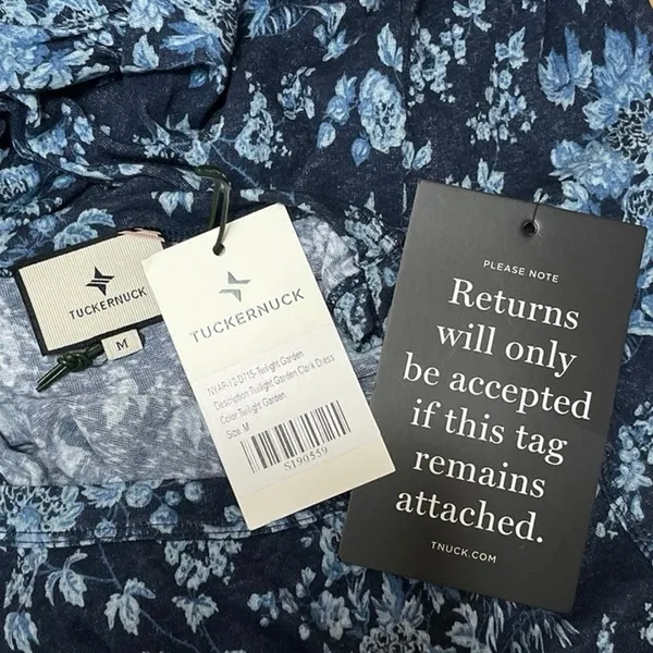 NEW Tuckernuck Blue Floral Sleeveless Ruffle Drop Waist Tank Mini Dress Size M - Image 4